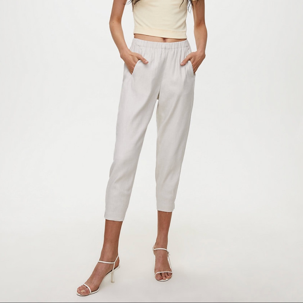 White Linen Babaton Dexter Pants from Aritzia